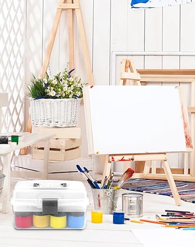 Miniatura 5 de QWORK Caja de almacenamiento vacía transparente de primeros auxilios con bandeja extraíble, estuche de almacenamiento de plástico, organizador