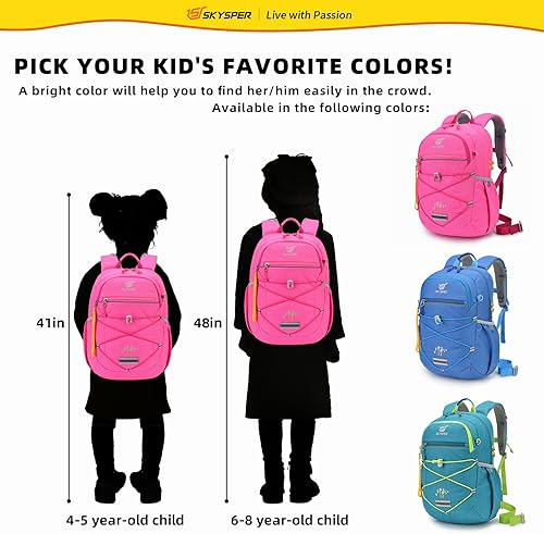 Miniatura 8 de SKYSPER Mochila escolar para niños de 4 a 8 años, para viajes, clases, Rosado, Mochilas de viaje