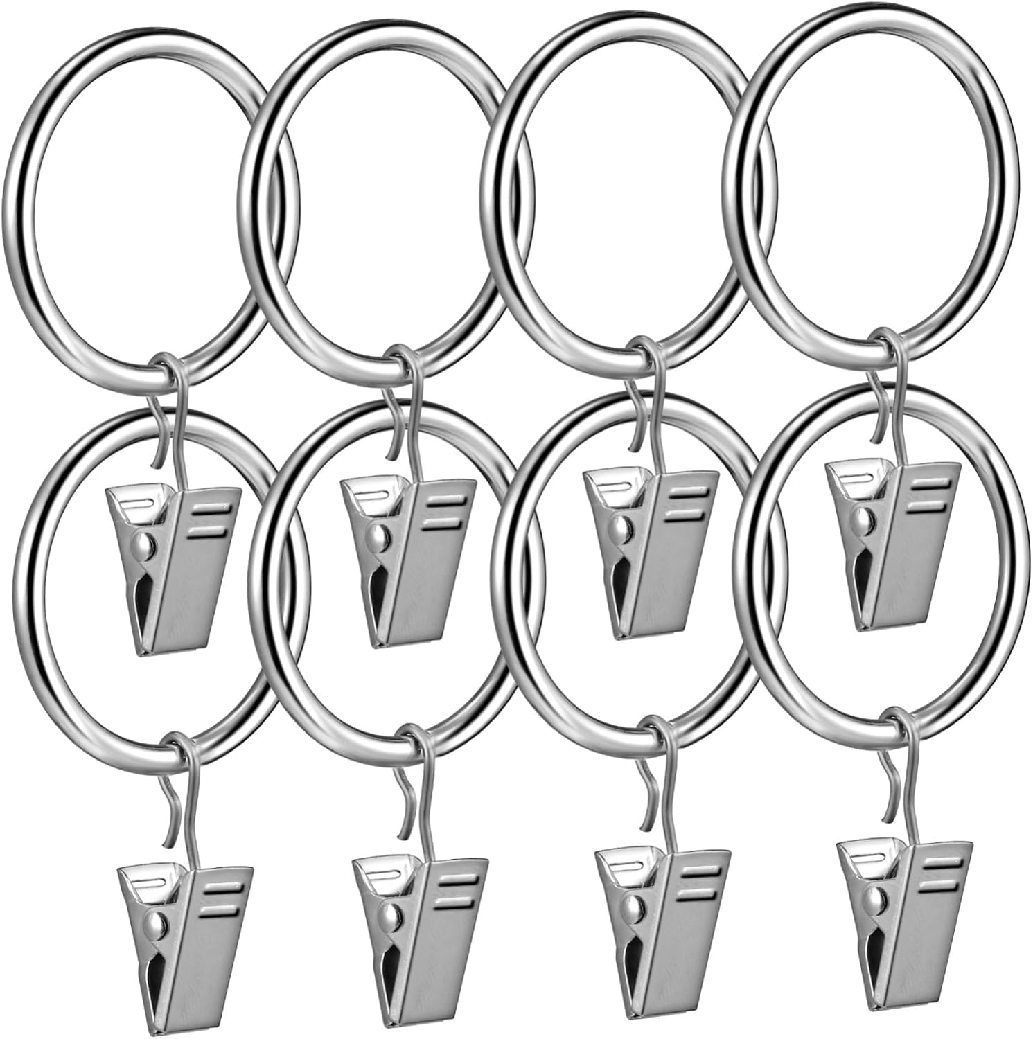Hemobllo 40Pcs Metal Curtain Clips with Rings Nickel Silver 3.5mm x 32mm Inner Diameter Shower Curtain Hooks for Bathroom Drapery Clips for Home Decor