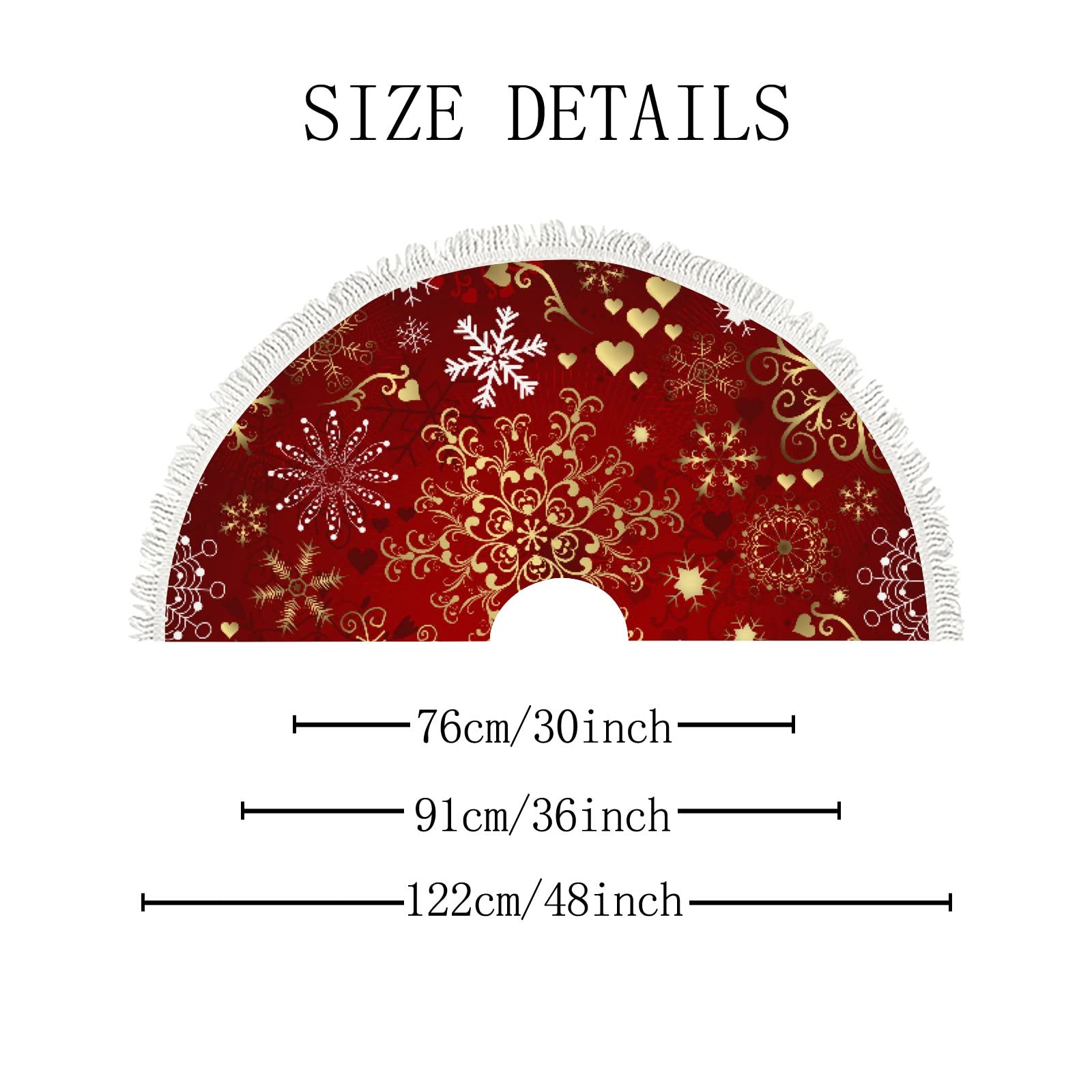 Small Christmas Tree Skirt Gold Red Snowflakes Christmas,30 Inch Tree Skirt for Christmas Holiday Party Decoration,Rustic Tree Skirts Mat Home Indoor Outdoor Ornaments