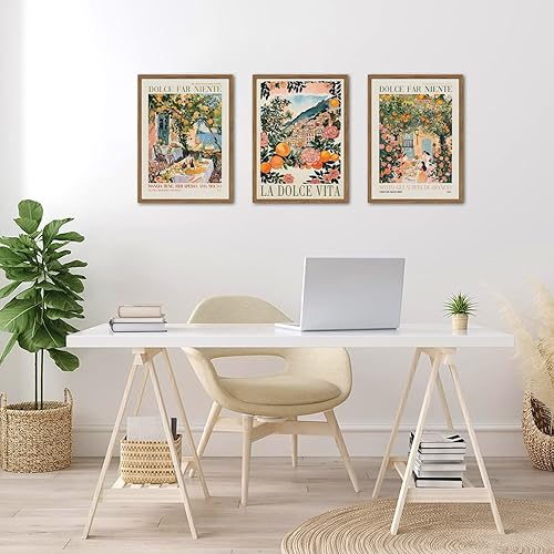 Miniatura 4 de Juego de 3 arte de pared de viaje de Italia, decoración de pared de la costa de Amalfi, impresiones en lienzo de cocina italiana de moda, arte