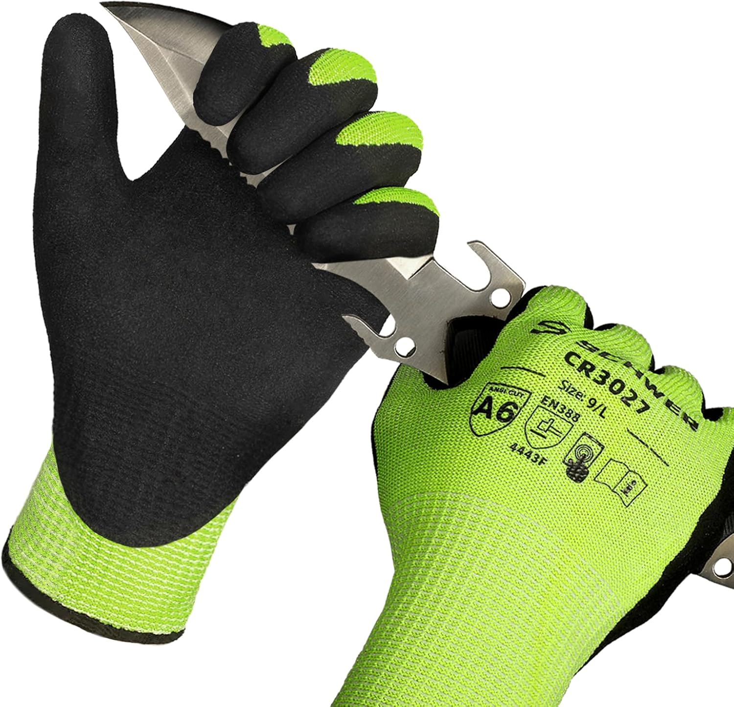 Schwer 2 Pairs Cut Resistant Gloves ANSI A6 Cut Proof Work Glove CR3027, Touchscreen Working Gloves for Men and Women Used for Woodworking, Glass Cutting, DIY, Warehouse, Construction, Car Repair, L