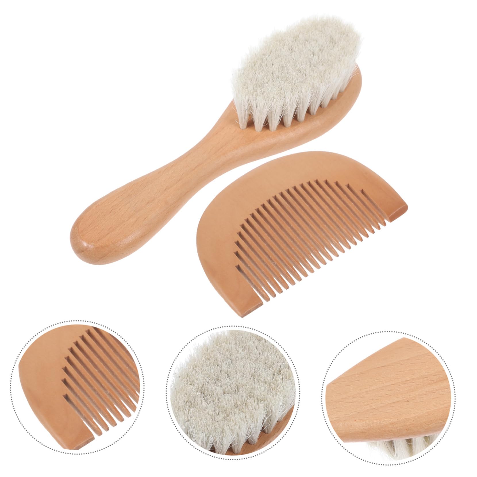 MAGICLULU 6piezas Cepillo y Peine De Madera Para Bebés Cepillo Para Baño y Peine Para Cabello Casa
