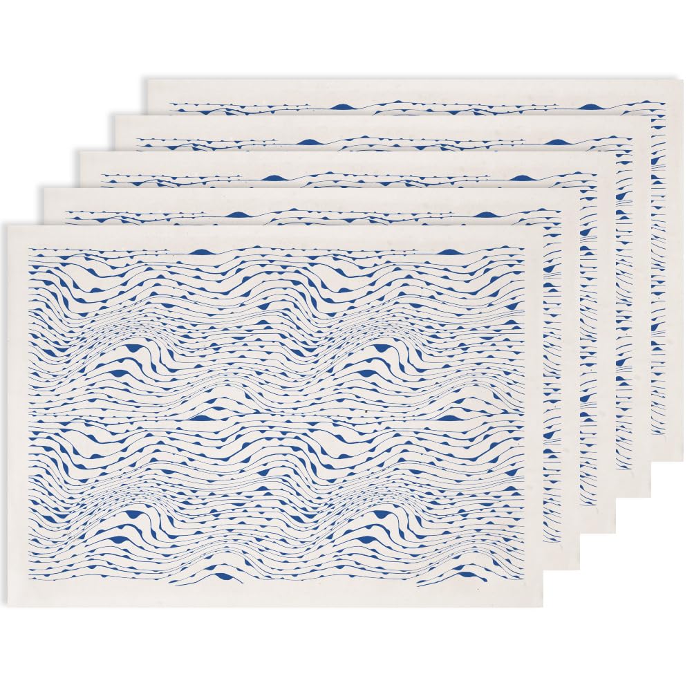 SUPERDANT 5PCS Point Line Ripple Underglaze Transfers for Pottery Corrugation Clay Transfer Paper Ceramic Decals Transfer Stickers for Pottery DIY Handicraft Supplies Enamel Handmade Gifts