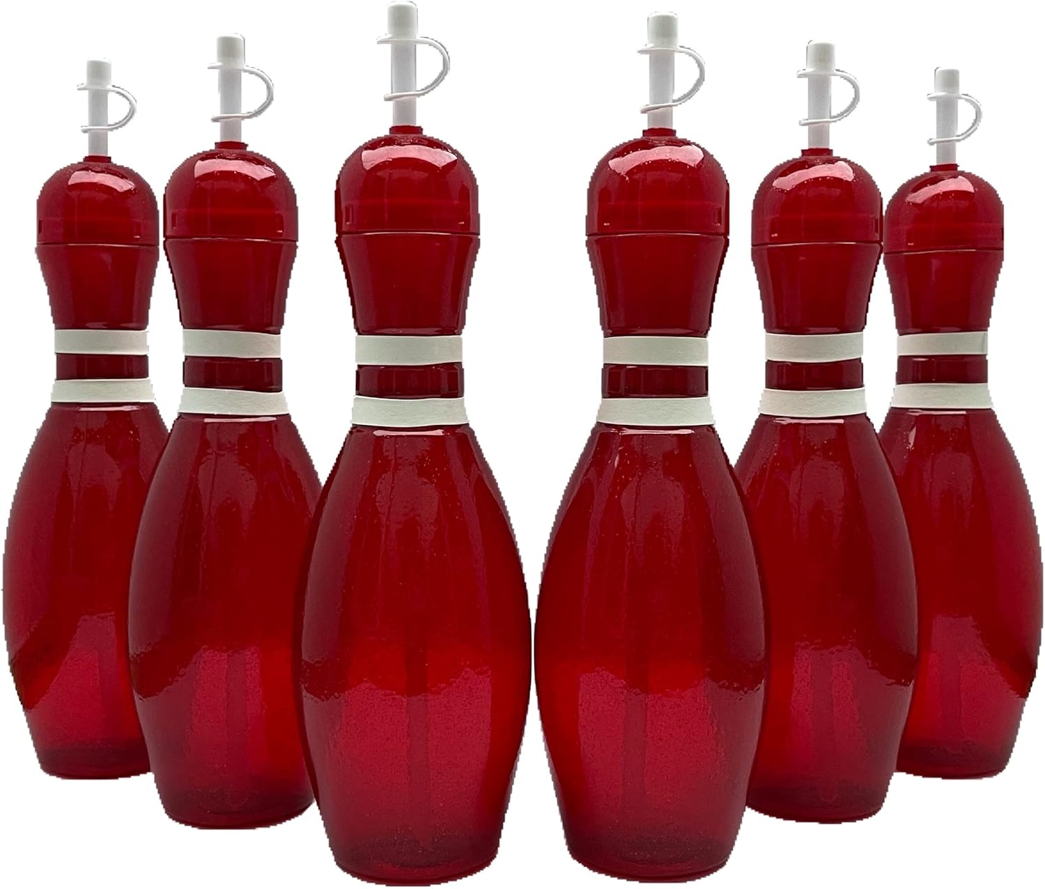 Large Bowling Pin Water Bottles Red - 6 Pack
