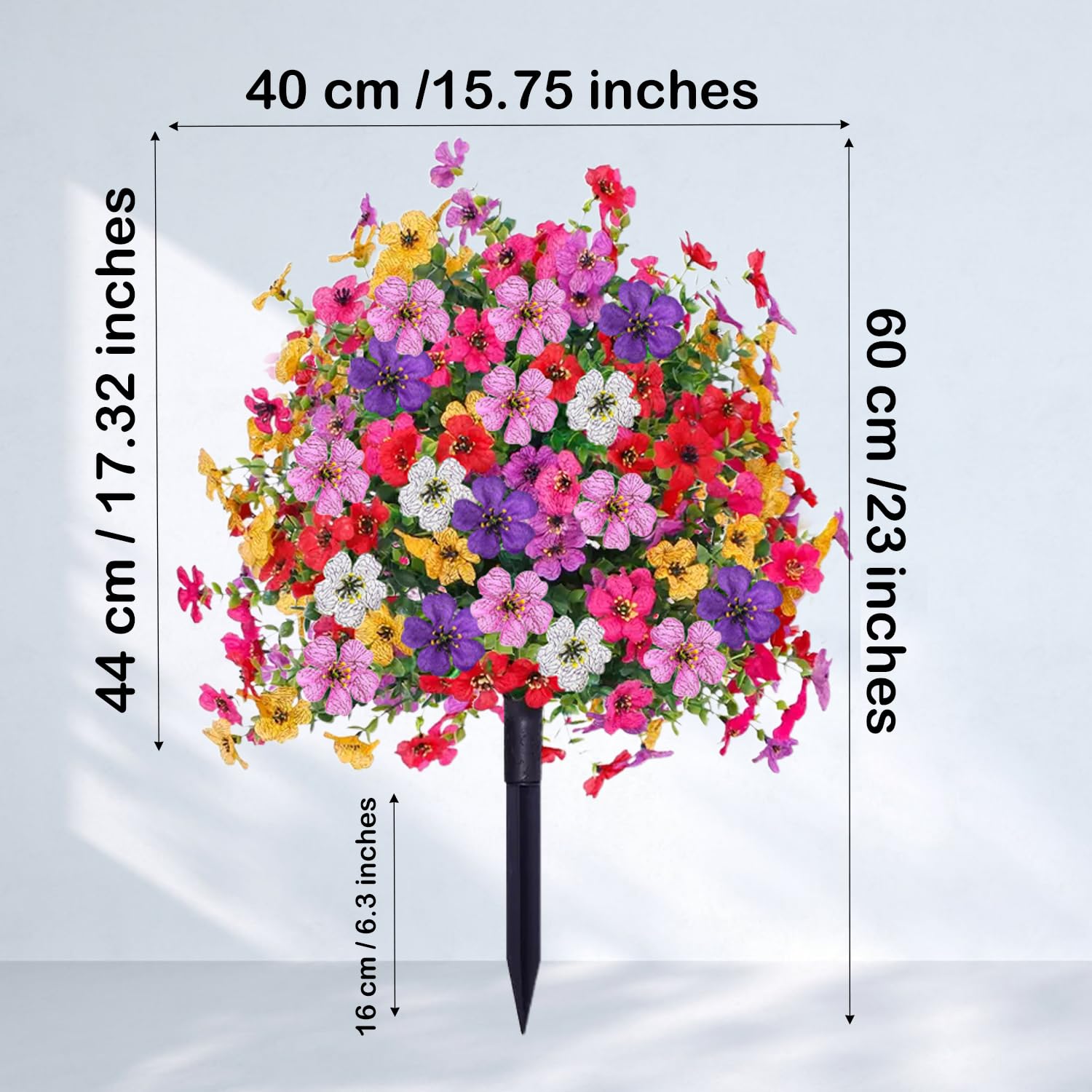 2 alberi di bosso artificiali da 58,4 cm, resistenti ai raggi UV, con fiori viola, arbusto, piante artificiali, sempreverdi, per giardino,