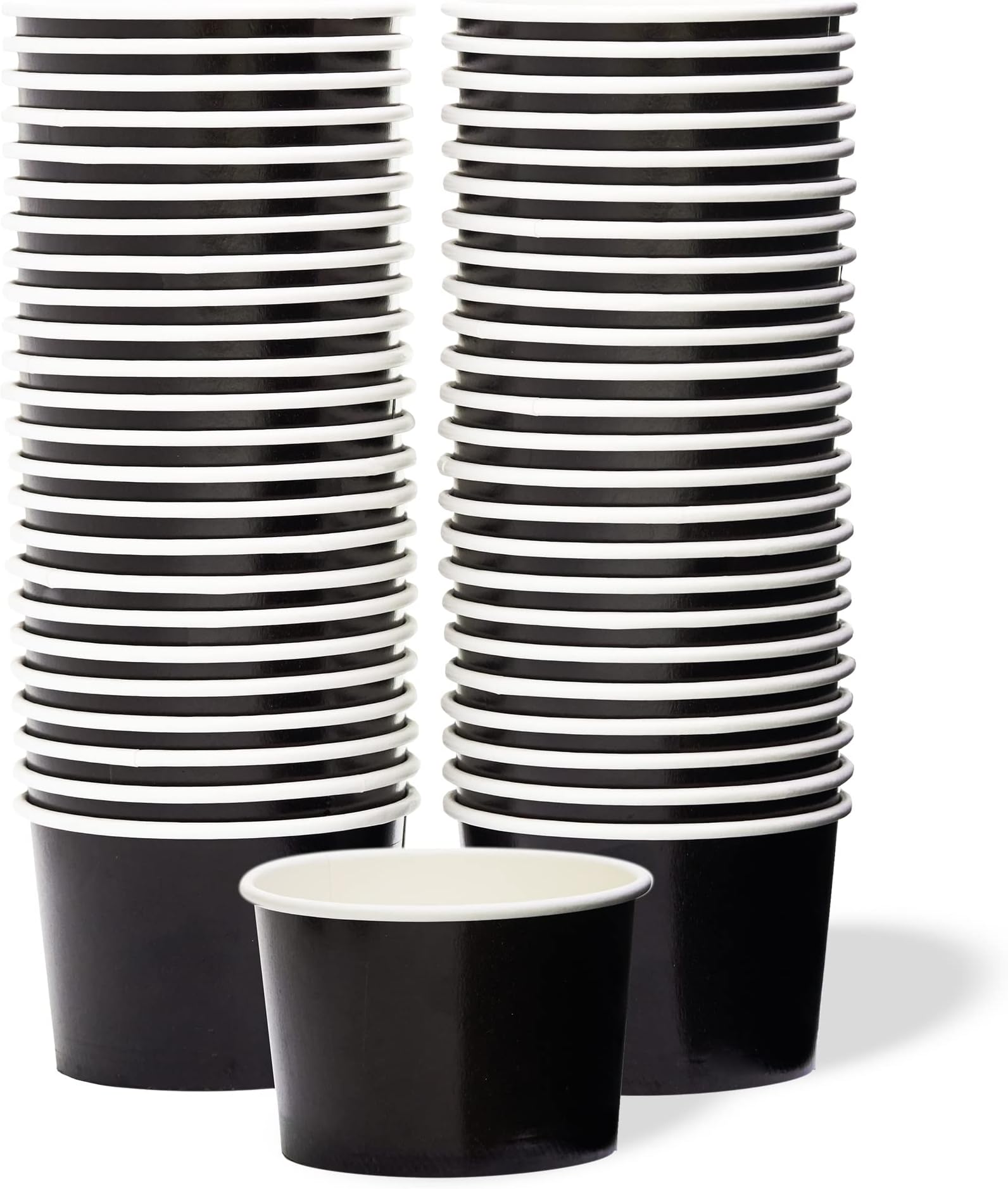 Paper Ice Cream Cups - 50-Count 9-Oz Disposable Dessert Bowls for Hot or Cold Food, 9-Ounce Party Supplies Treat Cups for Sundae, Frozen Yogurt, Soup, Black