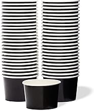 MATICAN Paper Ice Cream Cups - 50-Count 9-Oz Disposable Dessert Bowls for Hot or Cold Food, 9-Ounce Party Supplies Treat Cups for Sundae, Frozen Yogurt, Soup, Black