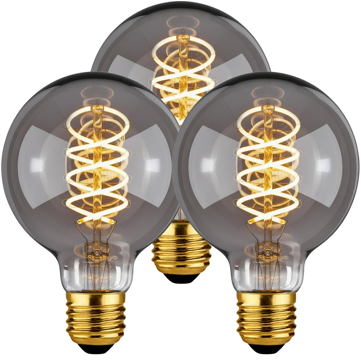 Amdenkyu Edison Vintage Glühbirne E27, Dimmbar Vintage Ersatz 40W Retro LED Lampe Warmweiß 2700K Rauchglas für Ambiente-Beleuchtung in Wohnraum, Bar und Café 3 Stück