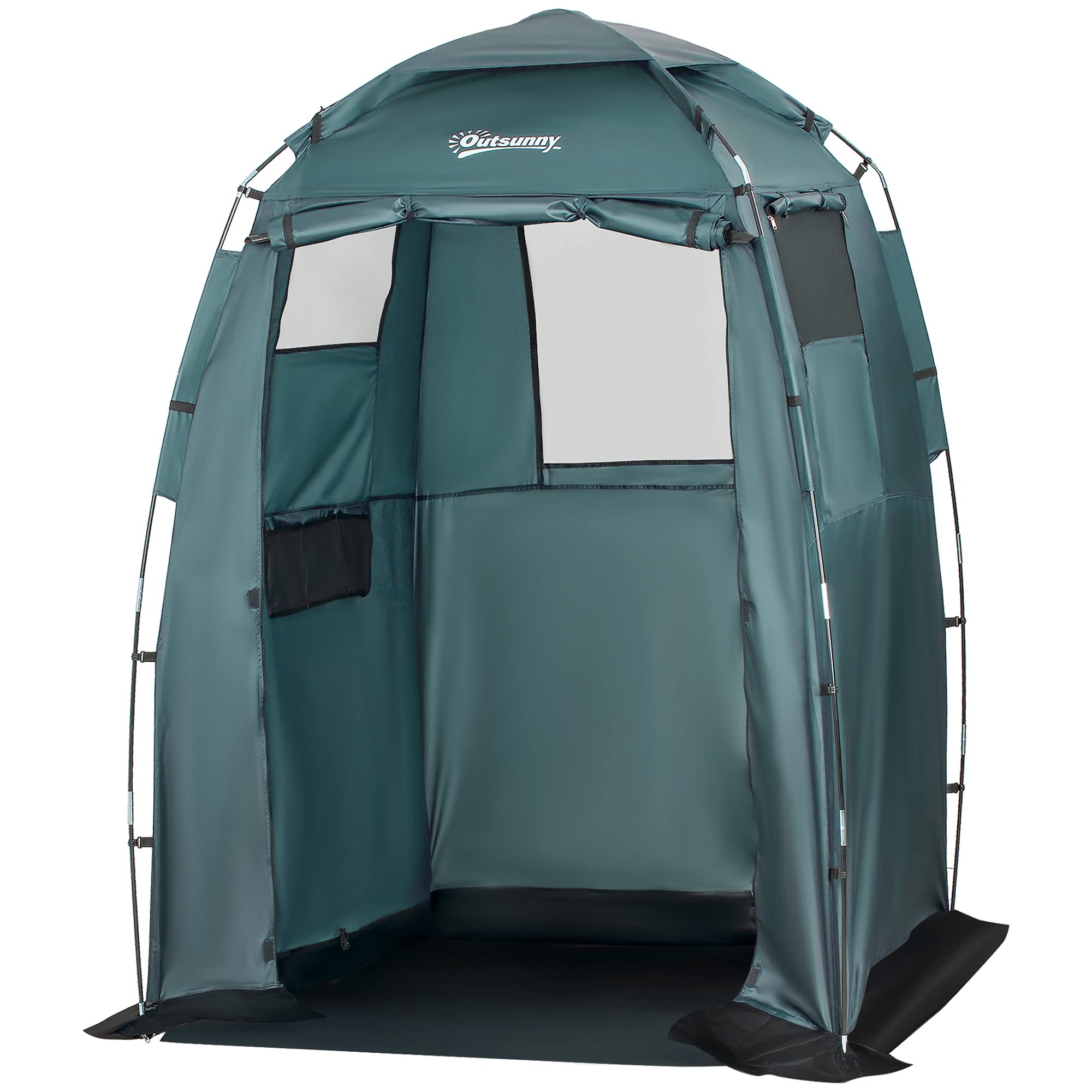 Outsunny 60" x 60" x 82" Shower Tent Extra Wide Changing Room Privacy Portable Camping Shelters with Windows & Floor Mat image 8