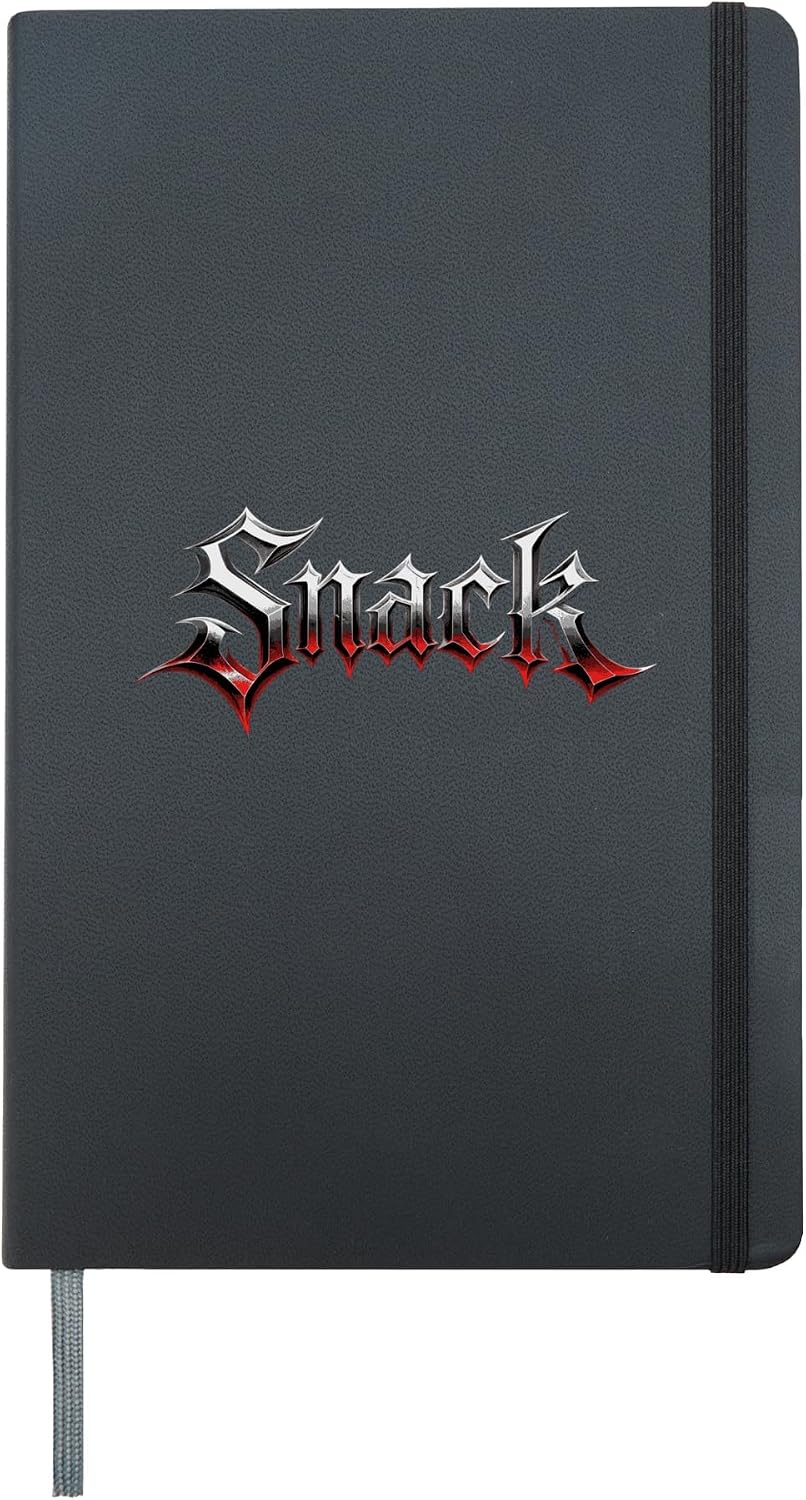 Gothic Metal Style Snack Typography Aesthetic Hardcover Journal, Black