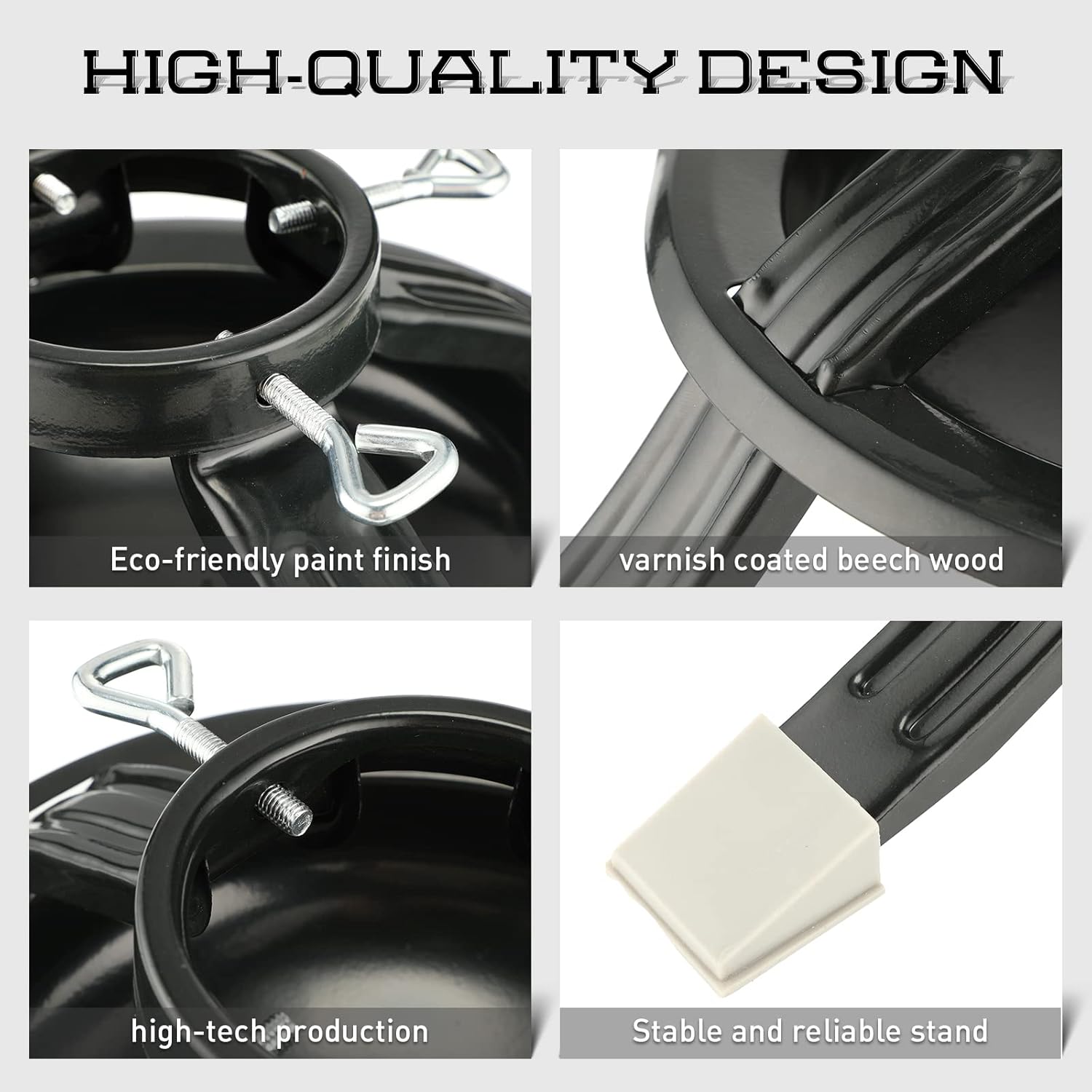 Roowest Christmas Tree Stand for Live Tree, Real Christmas Tree Base Dark Green Metal Holiday Xmas Tree Stands (L, Fits for 2-4.8 Inches Trunk, 1.5 Gallon)