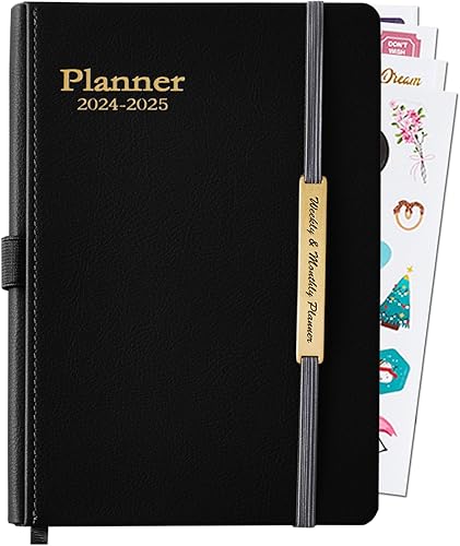 Agenda semanal y mensual 2024, 18 meses (enero de 2024 a junio de 2025), agenda académica de 5.7 x 8.1 pulgadas, agenda diaria 2024-2025 con soporte