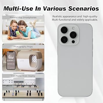 Without Logo Non-working Phone Dummy Display Model Pretend Phone toy for Phone 16 Pro max 6.8 inches - Silver Colorscreen