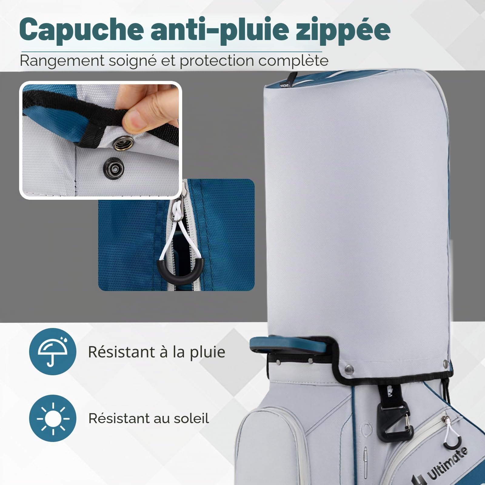 LIFEZEAL Sac de Golf avec 14 séparateurs, Sac de Golf avec 11 Poches, Ceinture de Rangement Portable avec Sangle rembourrée, réfrigérateur, poignées, Support de Parapluie