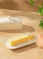 Vista 5 de Sweese - Mantequillera con tapa, mantequera de porcelana, soporte de mantequilla de 7.8 pulgadas con cubierta de asa, recipiente de mantequilla