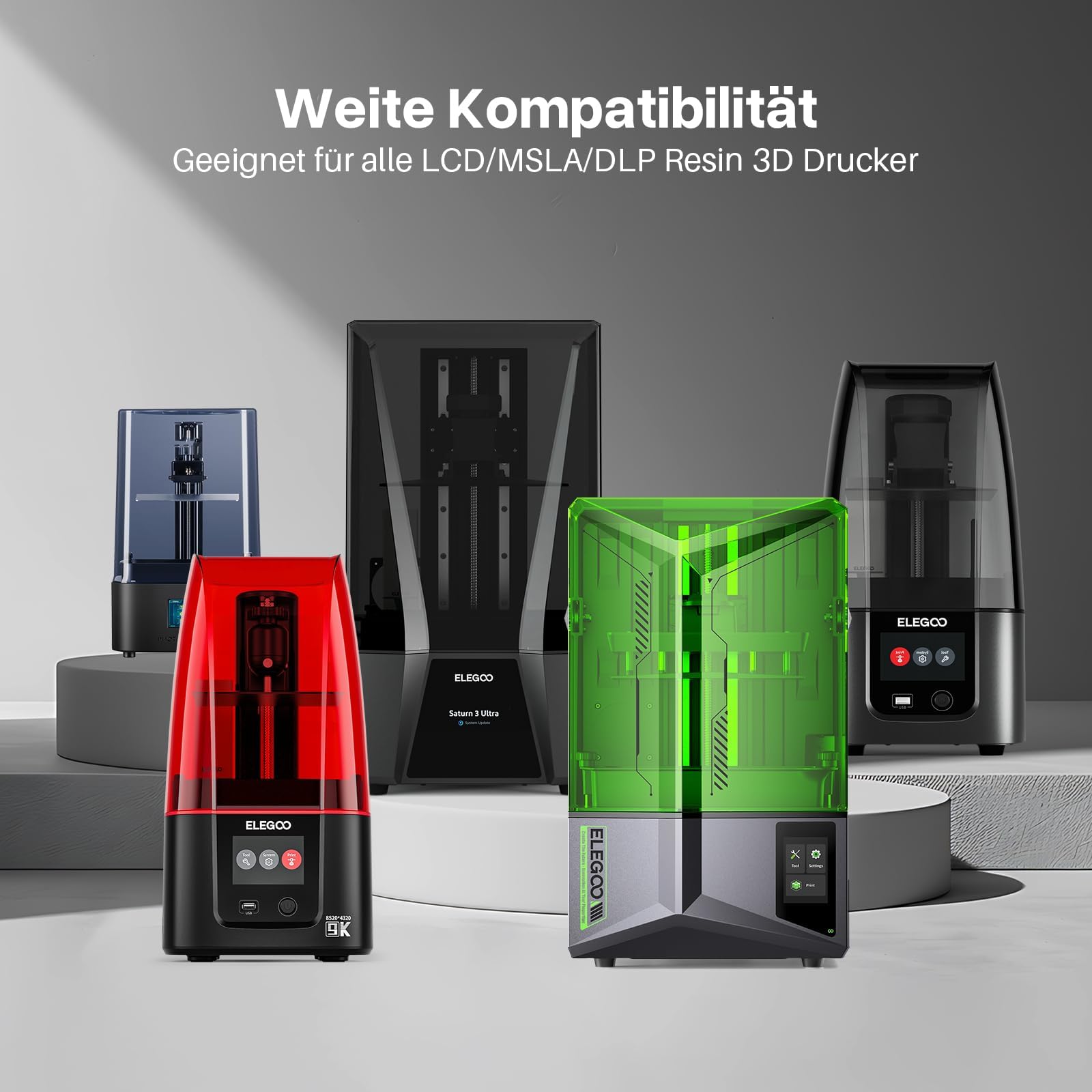ELEGOO Wasser Waschbares ABS-Like Resin, Water Washable 3D Drucker Resin mit Hohe Haltbarkeit und Zähigkeit, Geringer Geruch, Breite Kompatibilität für MSLA/LCD/DLP 3D Drucker, 2000g Grau