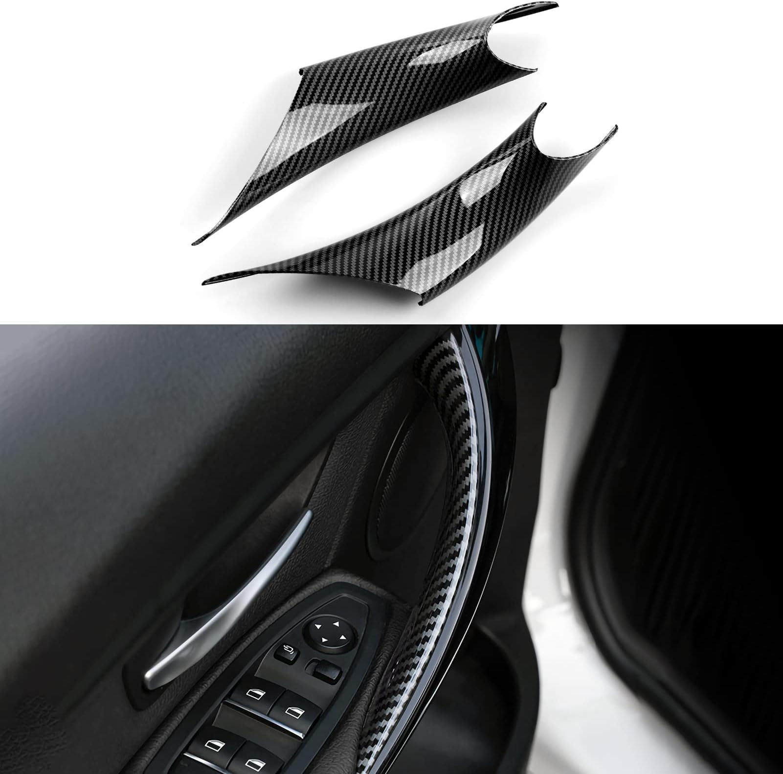 HENGYUESHANGCar Door Pull Handles Cover Carbon Style ABS Trim Decoration fits for BMW 3 4 Series F30 F31 F34 3GT F32 F33 F36 2012-2019 Interior Accessories