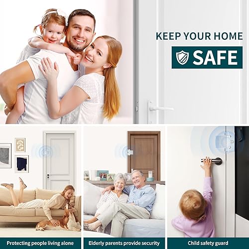 Miniatura 7 de Paquete de 2 cierres de puerta para la parte superior de la puerta, cerradura de refuerzo de puerta plateada para el hogar y el hotel, seguridad con