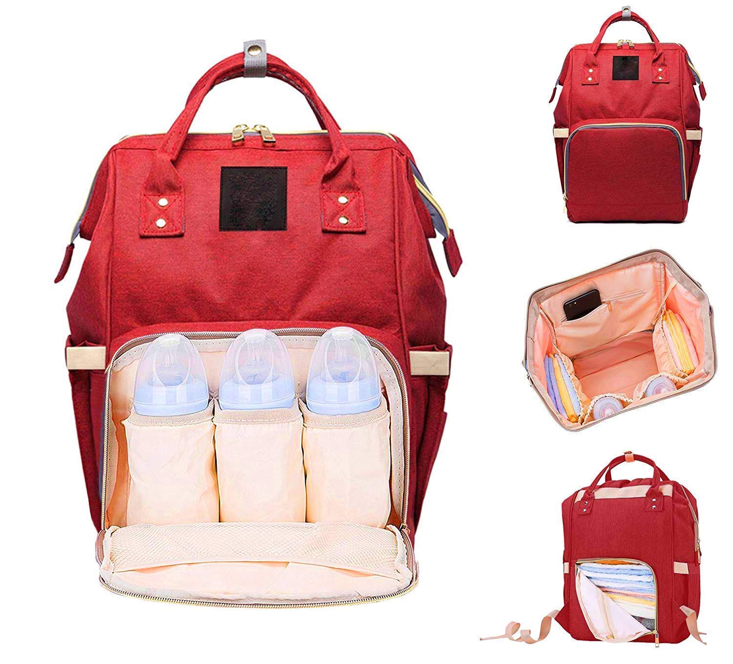 Styleys Baby Diaper Bag Maternity Backpack Mummy Bags, Mothers Backpacks for Travel Nappy Handbag Tote Bag (Red, S11035A)-image-34