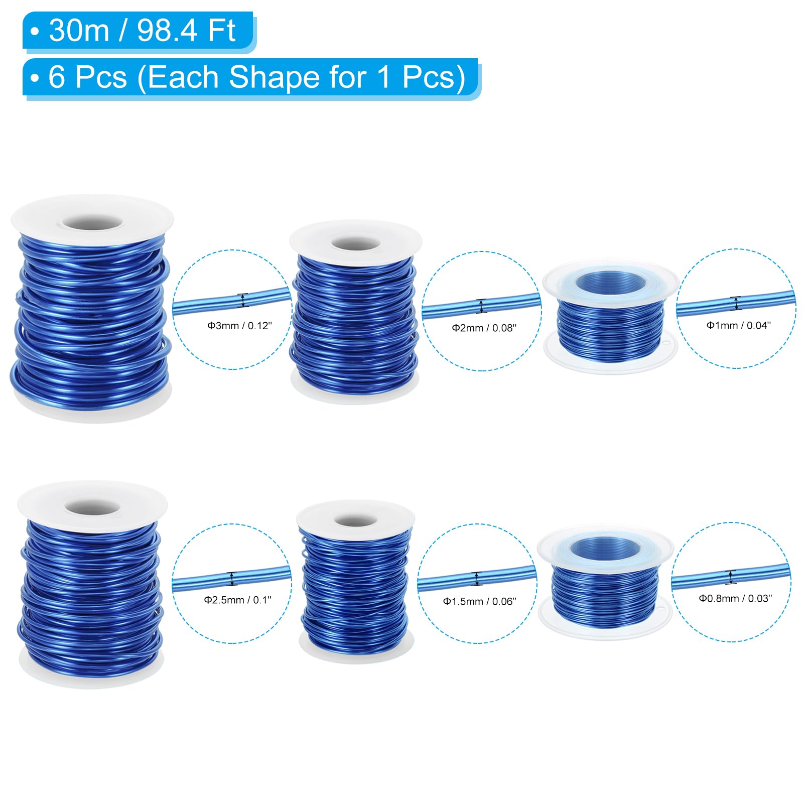 PATIKIL 20/18/15/12/10/8 Gauge Aluminum Craft Wire - Image 2