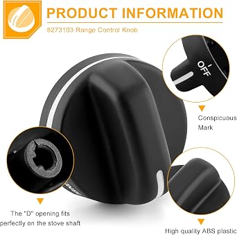AMI PARTS 8273103 Range Control Knob Replacement Part, 2PACK Black