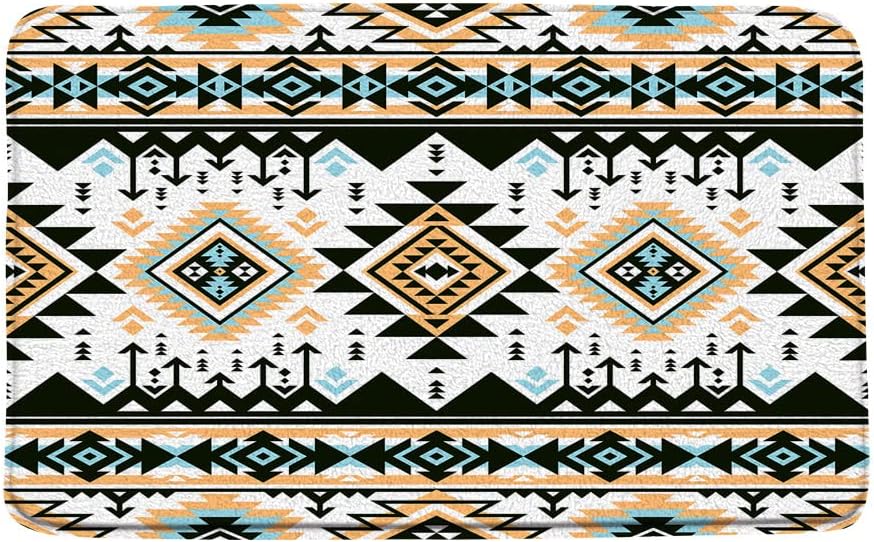 3 Pieces Bath Rugs Aztec Bath Mat Southwestern Native Tribal Navajo American Ethnic Abstract Triangular Geometric Vintage Beige,Microfiber Memory Foam 18x30 Inch Bath Mat Sets or Bathroom Decor