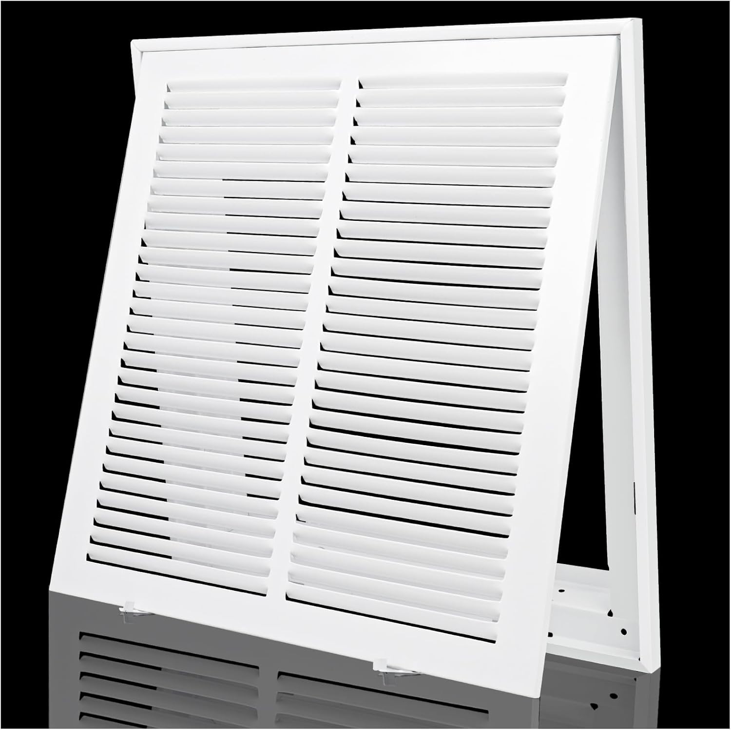 return air filter grille fits 14x14 duct opening,steel air return vent cover grill for ceiling and wall, a/c hvac vent cover grill for 1-inch filters,outer dimensions: 16 5/8"w x 16 5/8"h 14''w×14''h