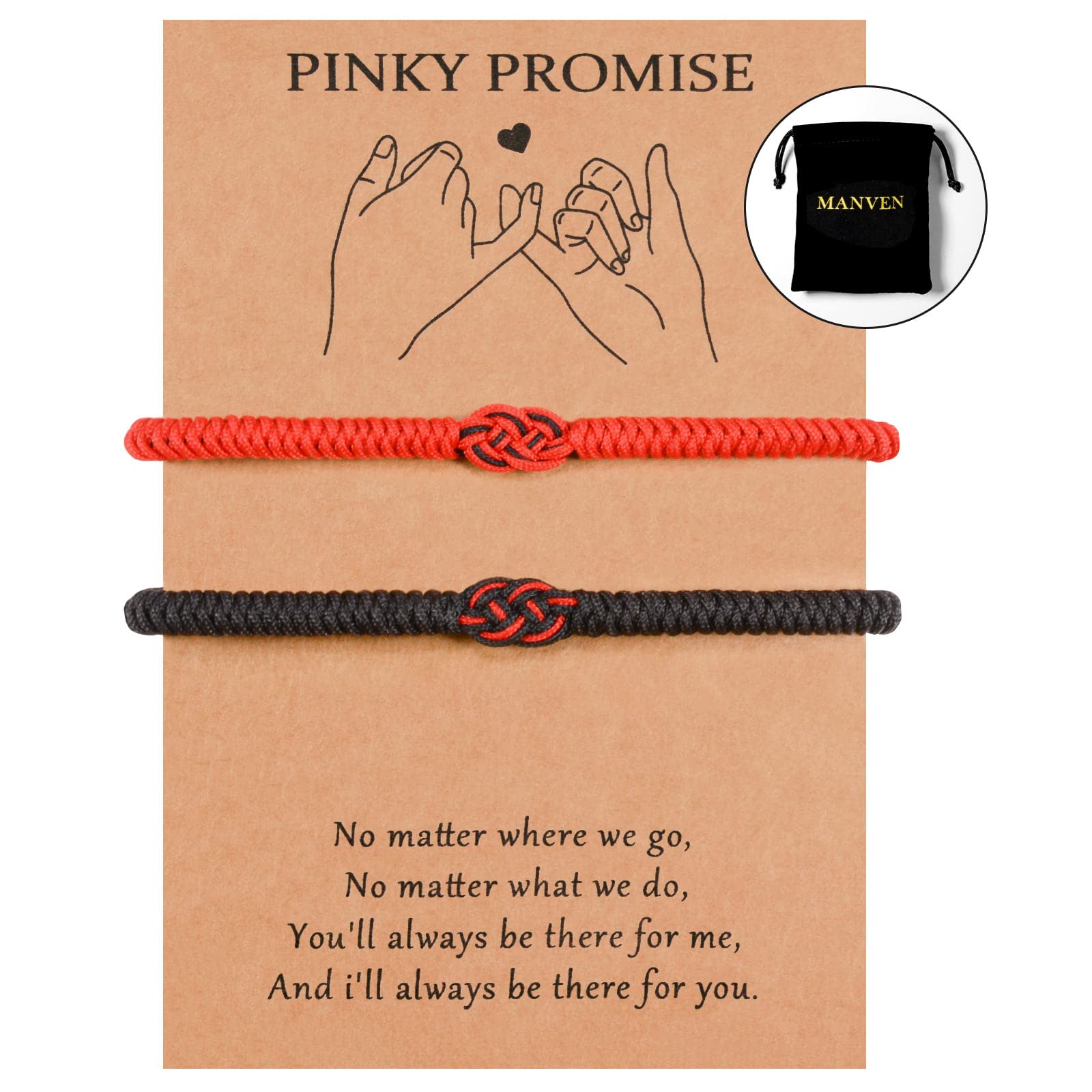 MANVEN Pulseras Para Parejas Pulsera Hilo Rojo del Destino Pulsera de Protección de la Suerte Regalos Ajustables de Punto a Mano Para Novio Novia Mujer Hombre