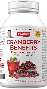 ANDREW LESSMAN Cranberry Benefits - 60 Capsules - Supports Bladder, Kidney and Urinary Tract Health. High Potency Standardized Extracts of Cranberry Fruit, Small Easy to Swallow Capsules