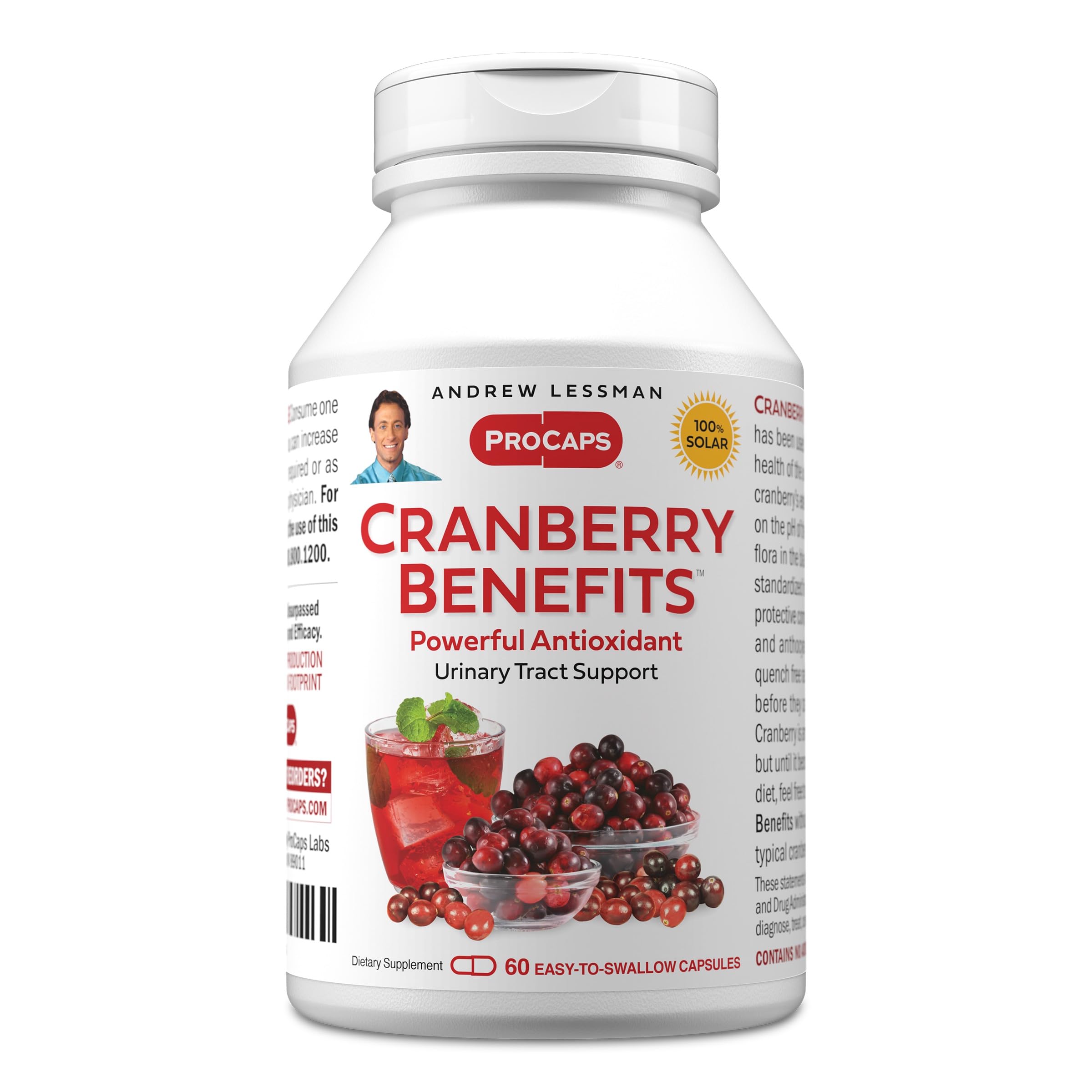 ANDREW LESSMAN Cranberry Benefits - 60 Capsules - Supports Bladder, Kidney and Urinary Tract Health. High Potency Standardized Extracts of Cranberry