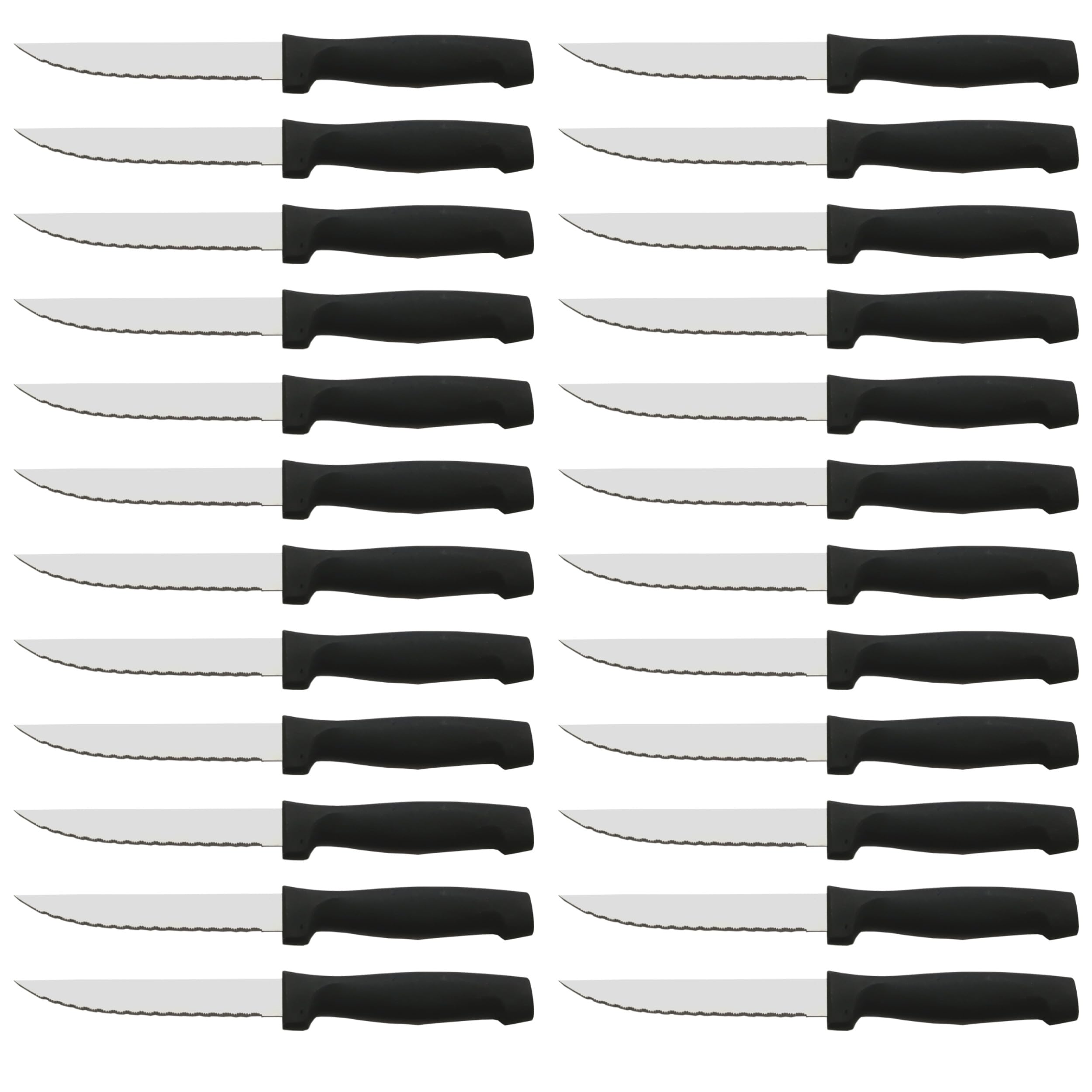 Fleischmesser | Tischmesser | Kotelettmesser | 24 Stück | gezackte Klinge | Griff aus Polypropylen | Edelstahl | 11 cm | Spülmaschinengeeignet