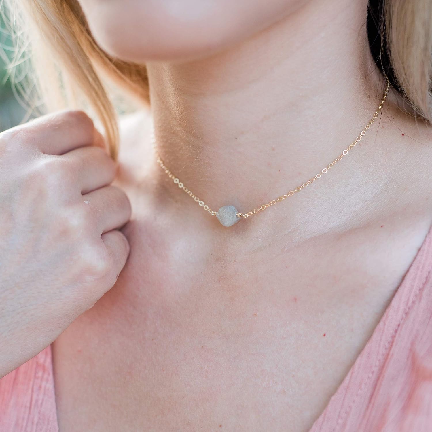 Luna Tide Labradorite Raw Nugget Choker in 14k Gold Fill