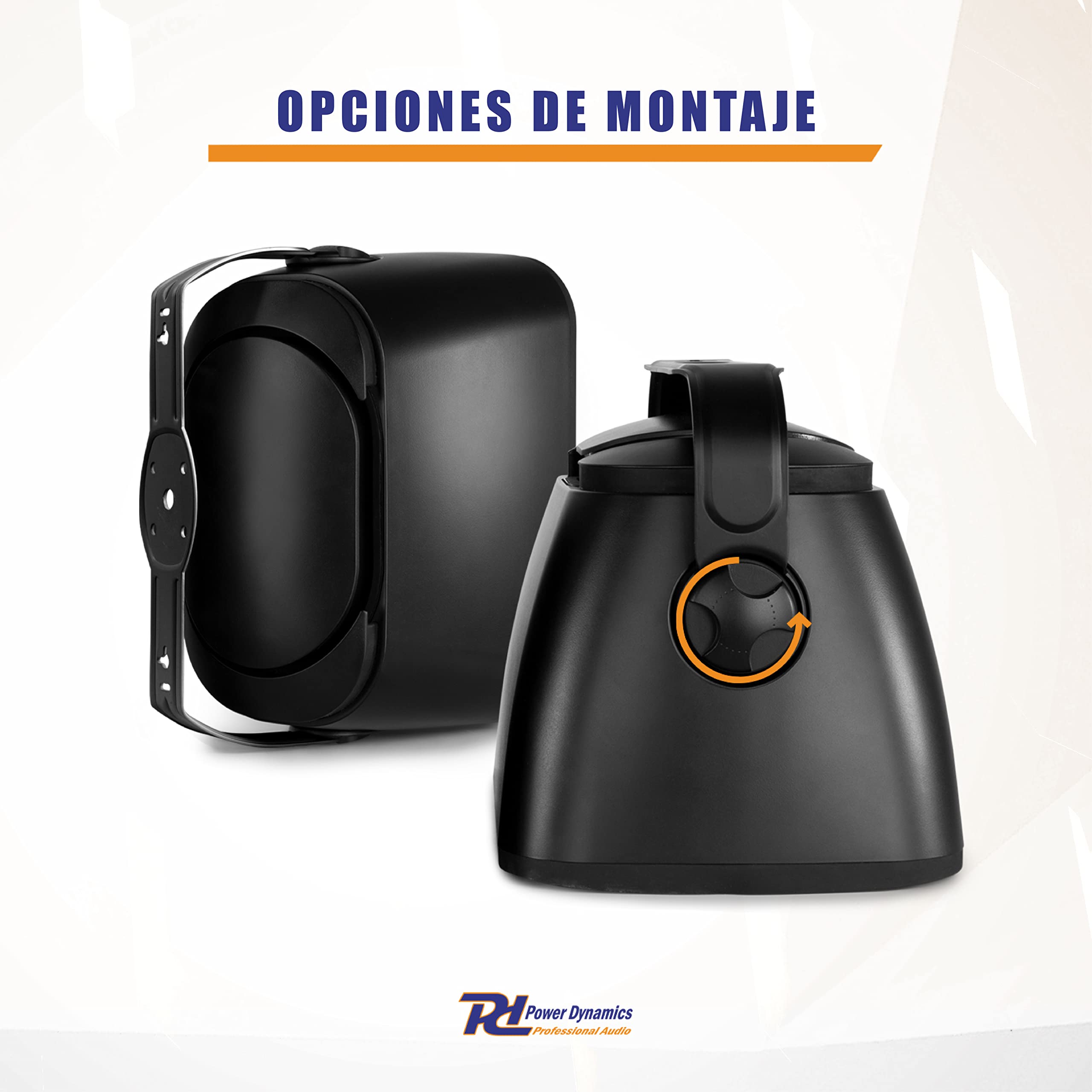 Power Dynamics BD80TB Altavoz para Interior/Exterior, woofer de 8", 70v/100v o 8 Ohmios, ABS con protección UV, Potente, Montaje Horizontal o Vertical, Ideal para terrazas, Jardines, etc, Color Negro