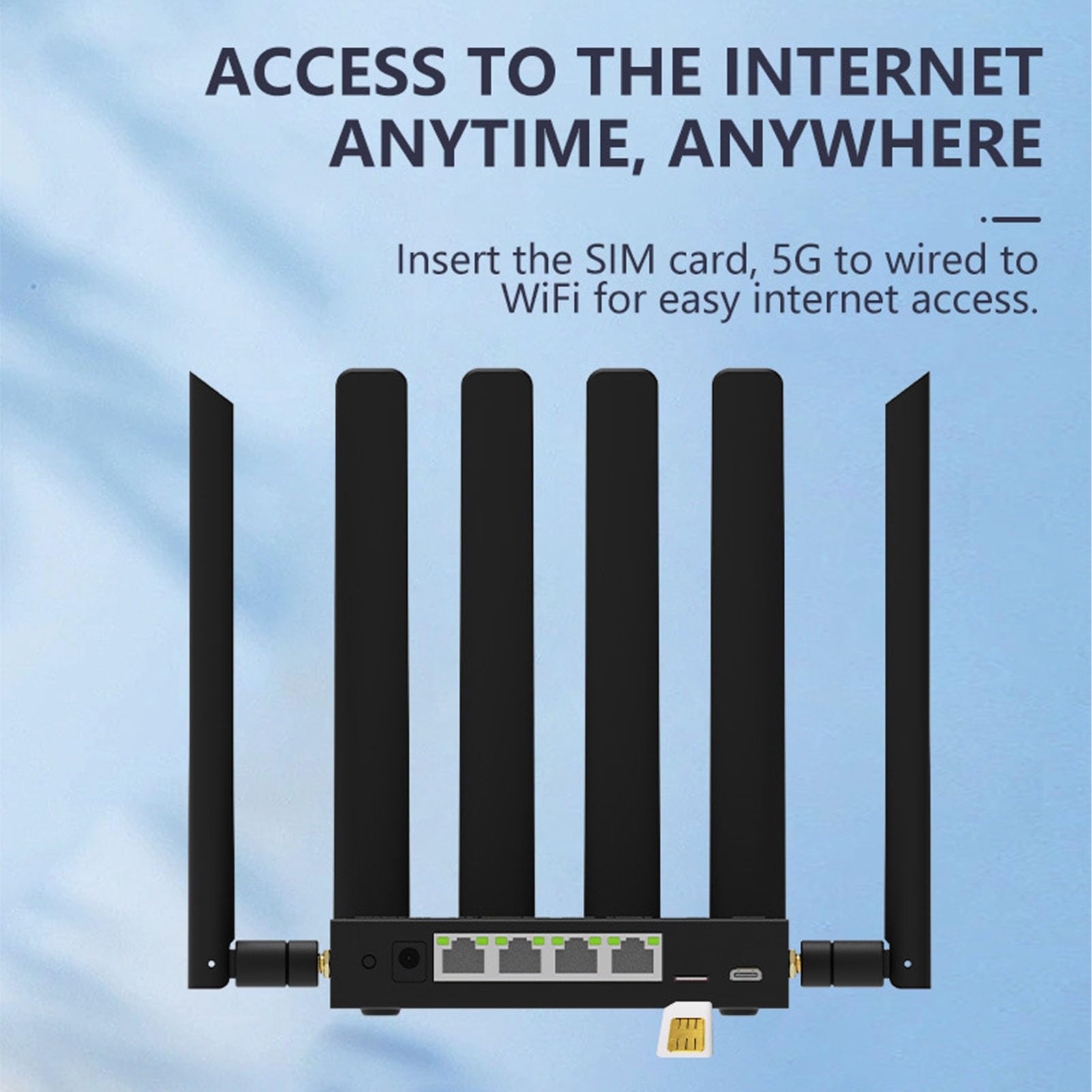 VBESTLIFE Router 5G con WiFi 6 e Slot per Scheda SIM, 6 Antenne Ad Alto Guadagno Router Wireless Gigabit Dual Band, Larghezza di Banda 600 Mbps per Ufficio Domestico e Streaming 4K