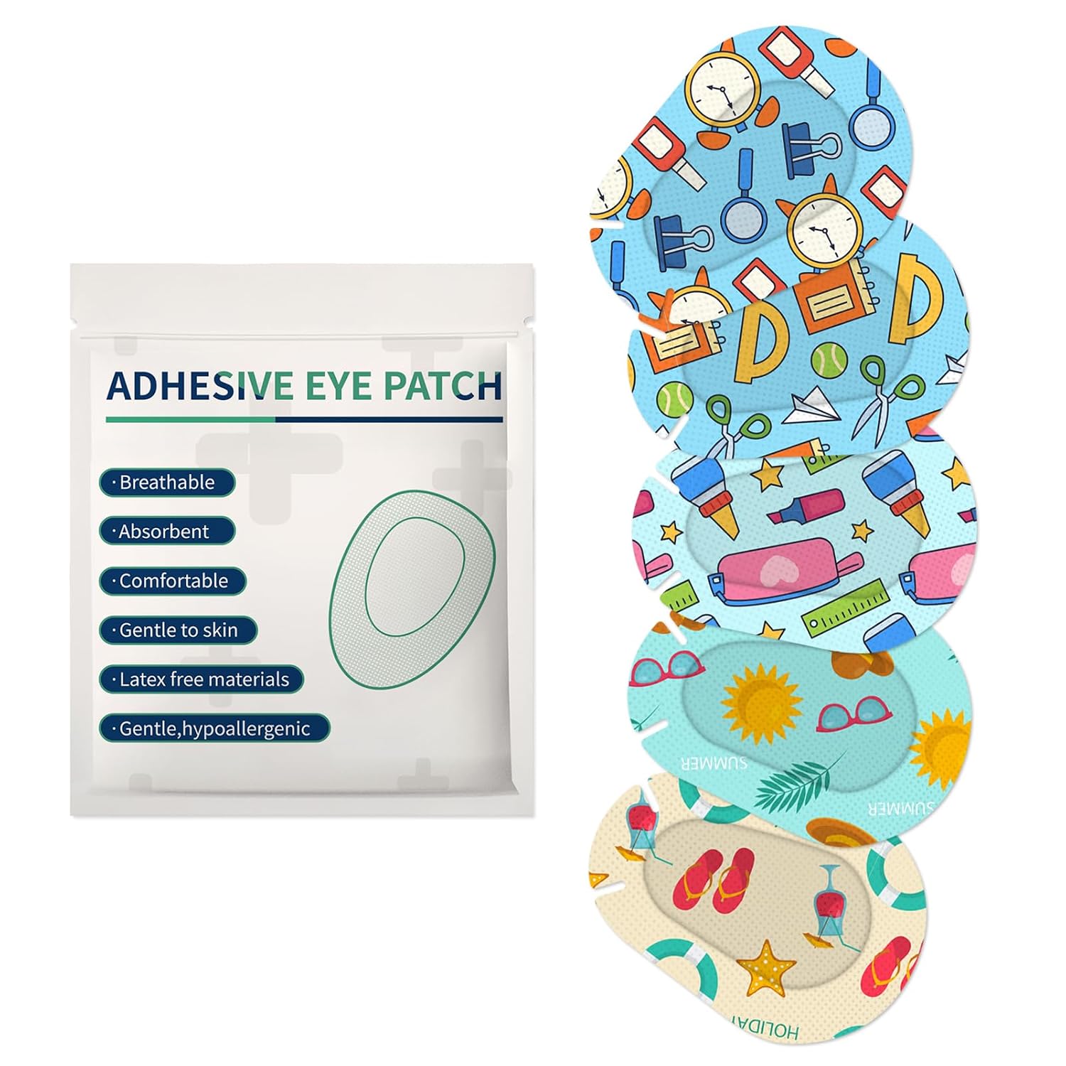 30pcs Kids Adhesive Eye Patches Cute Design Breathable Light Blocking Adhesive Bandages for Toddler