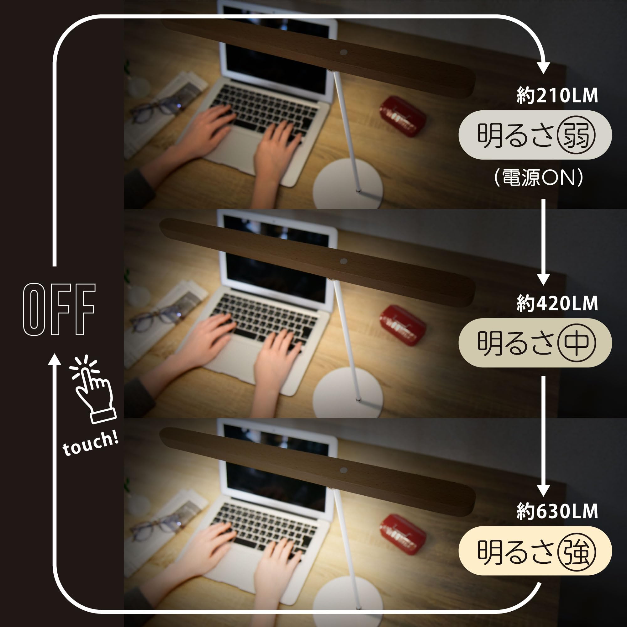 Amazon.co.jp: LED卓上ライト 木製 マグネット式 スティックライト