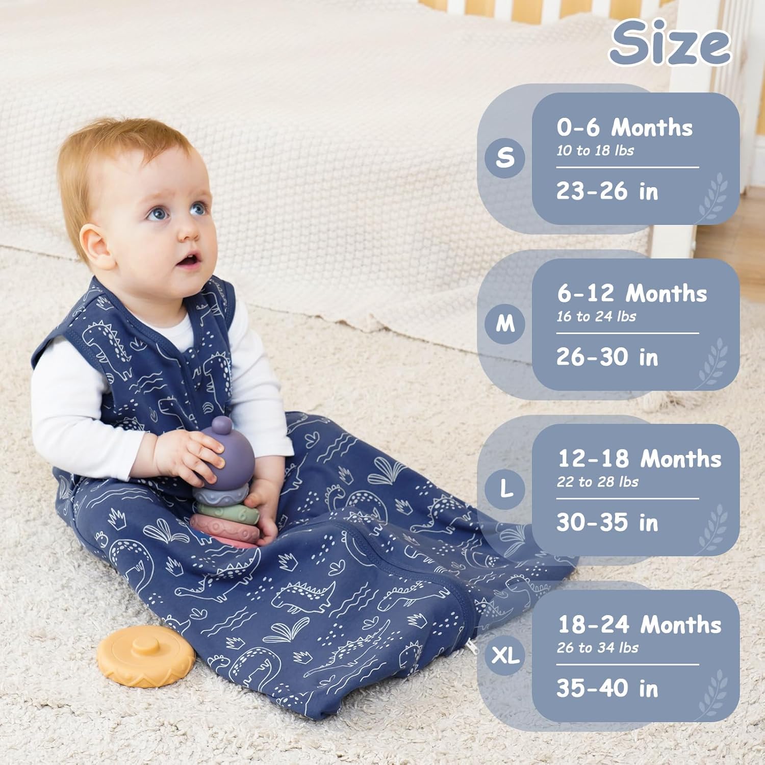 Looxii Baby Sleep Sack 0.5 TOG, 100% Cotton 3 Pack Wearable Blanket Baby Sleep Bag for Newborn Infant, 2-Way Zipper Lightweight Toddler Sleeping Sack 6-12 Months - Image 3