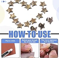 Vista 5 de Glarks Juego de 120 remaches de estrella de metal de 0.472 x 0.236 in, clavos de color bronce verde, remaches para ropa, tachuelas de cuero