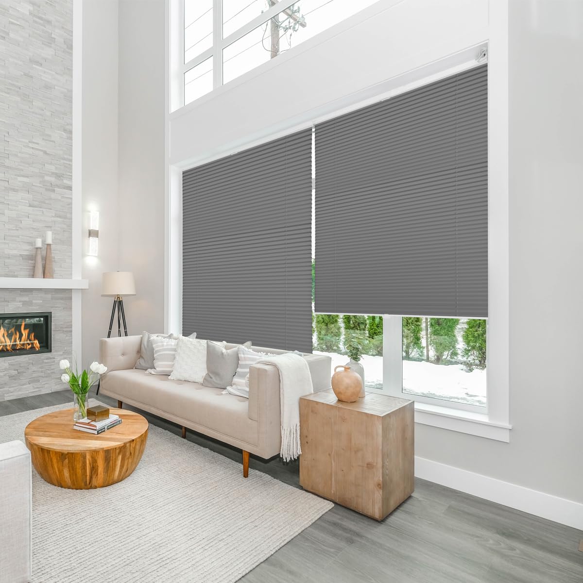 Sekey Plissee ohne Bohren Verdunkelung, Fenster Plissee Klemmfix Jalousie 45 cm breit, Verspannt Blickdicht Sonnenschutz Fensterollo, 45x120cm, Grau