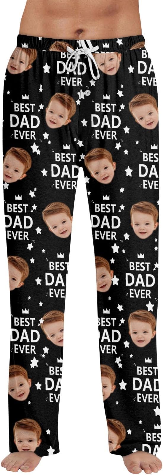Personalized Face Pajama Pants for Dad Grandpa Men Custom Photo Printed Pajama Bottoms Trousers for Fathers Day Birthday