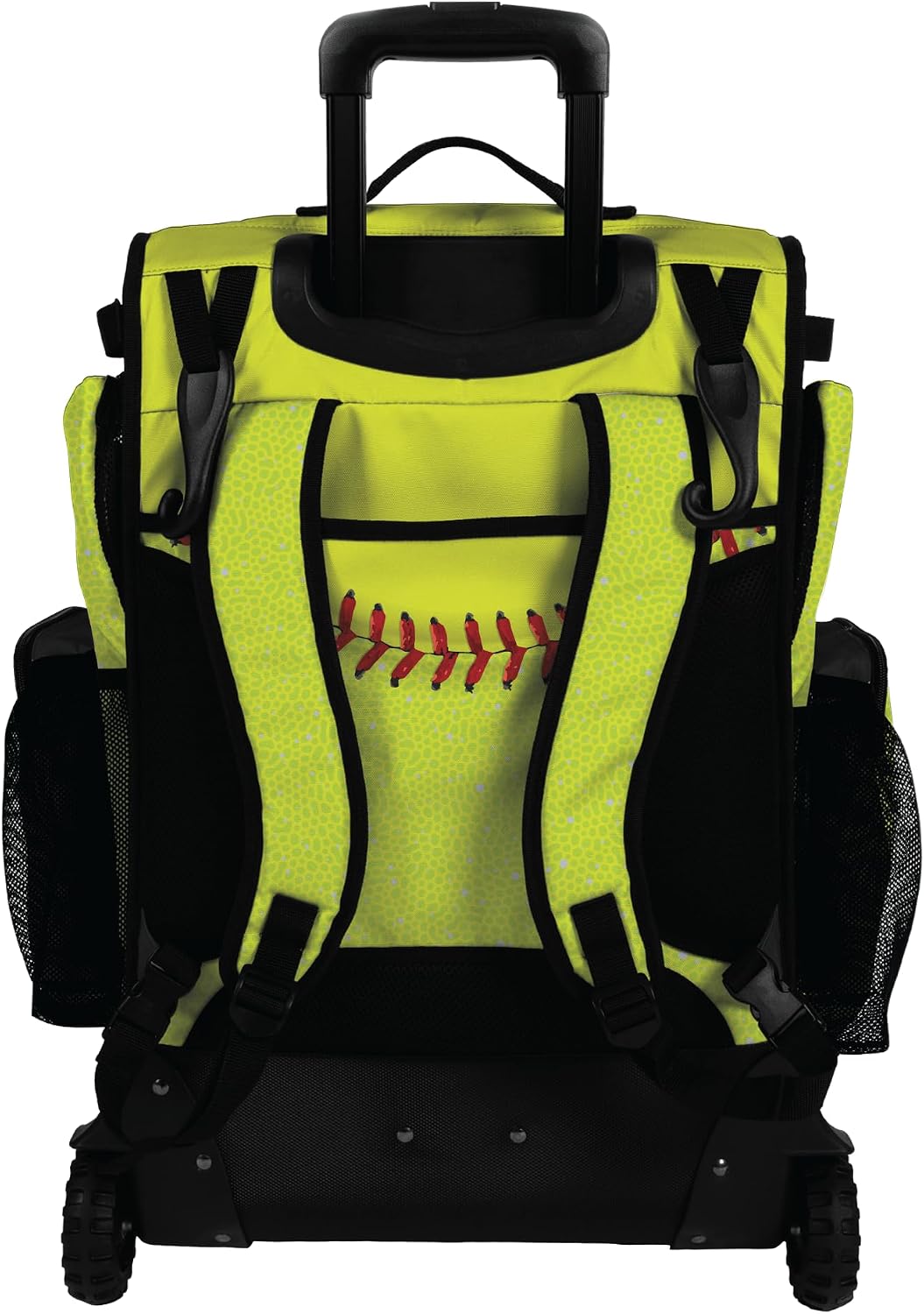 Boombah Ultrapack Hybrid Rolling Bat Bag - Wheeled & Backpack Version - Softball Optic Yellow Optic Yellow/Red/Black