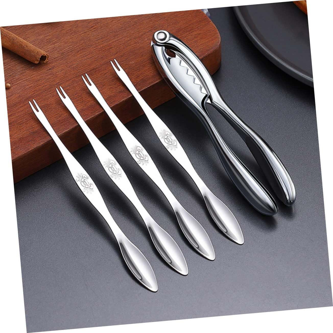 1set Seafood Tool Set Stainless Steel Crab Fork Needle Spoon for Lobster Crab Legs Shrimp