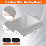 Stainless Steel Cutting Board with Counter Lip, Non-Slip Mats,Yoposeo Metal Cutting Board for Kitchen,Use for Meat, Fruits, Vegetables, Bread,Small Cutting Boards(11.8" X 11.8"/ 30 X 30cm)