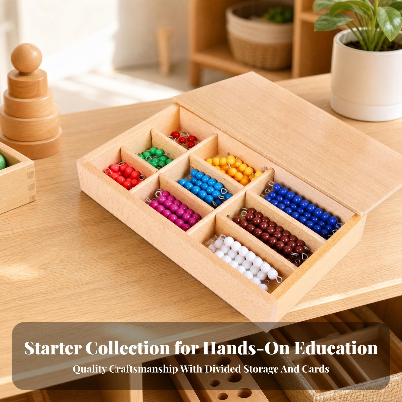 90 Pièces Barre Perles Mathématiques Pédagogique Préscolaire Kit Mathématiques Cartes Chiffres Seoriel Matériel Éducatif, Multi 8MM 90PC