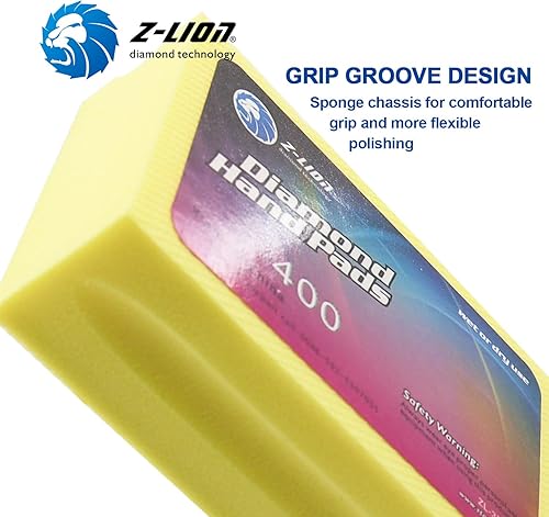 Miniatura 2 de Z-Lion Almohadillas de pulido a mano de diamante Almohadillas de pulido galvanizadas Bloque de espuma trasera para piedra de vidrio Concreto