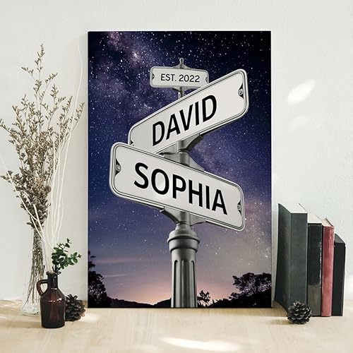 Custom Wedding Names Street Sign Art, Canvas Print - Anniversary & Birthday Gift