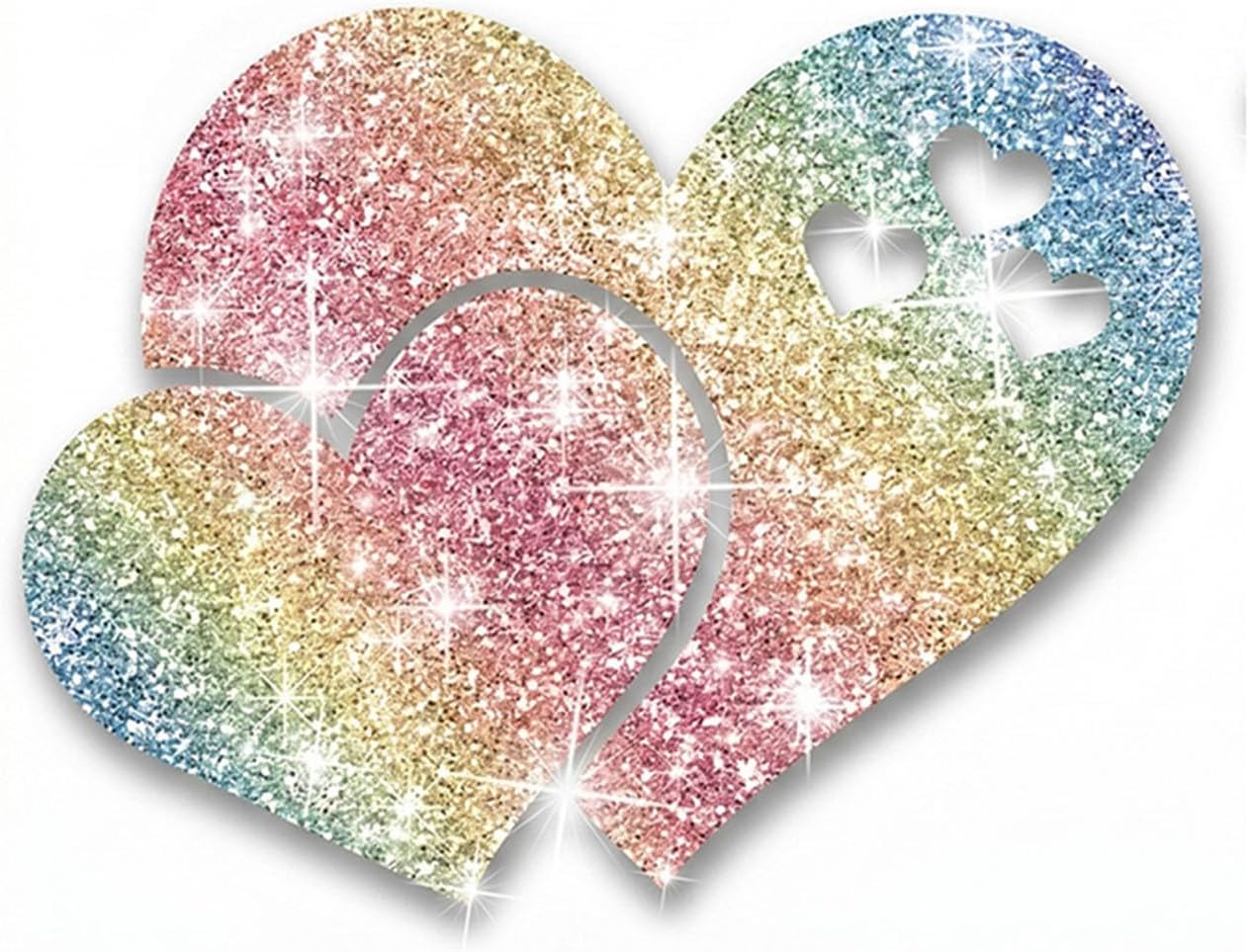 Two Hearts Sparkling Toilet Cover Sticker Decals,Fish Bird Flower Leaf Waterproof Toilet Lid Tank Seat Decals Cistern Self-Adhesive Bathroom Wall Sticker