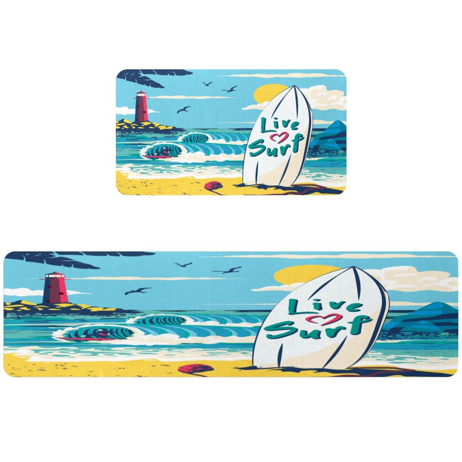 Alfombrillas de cocina para pasillo y cuarto de lavado con diseño surf