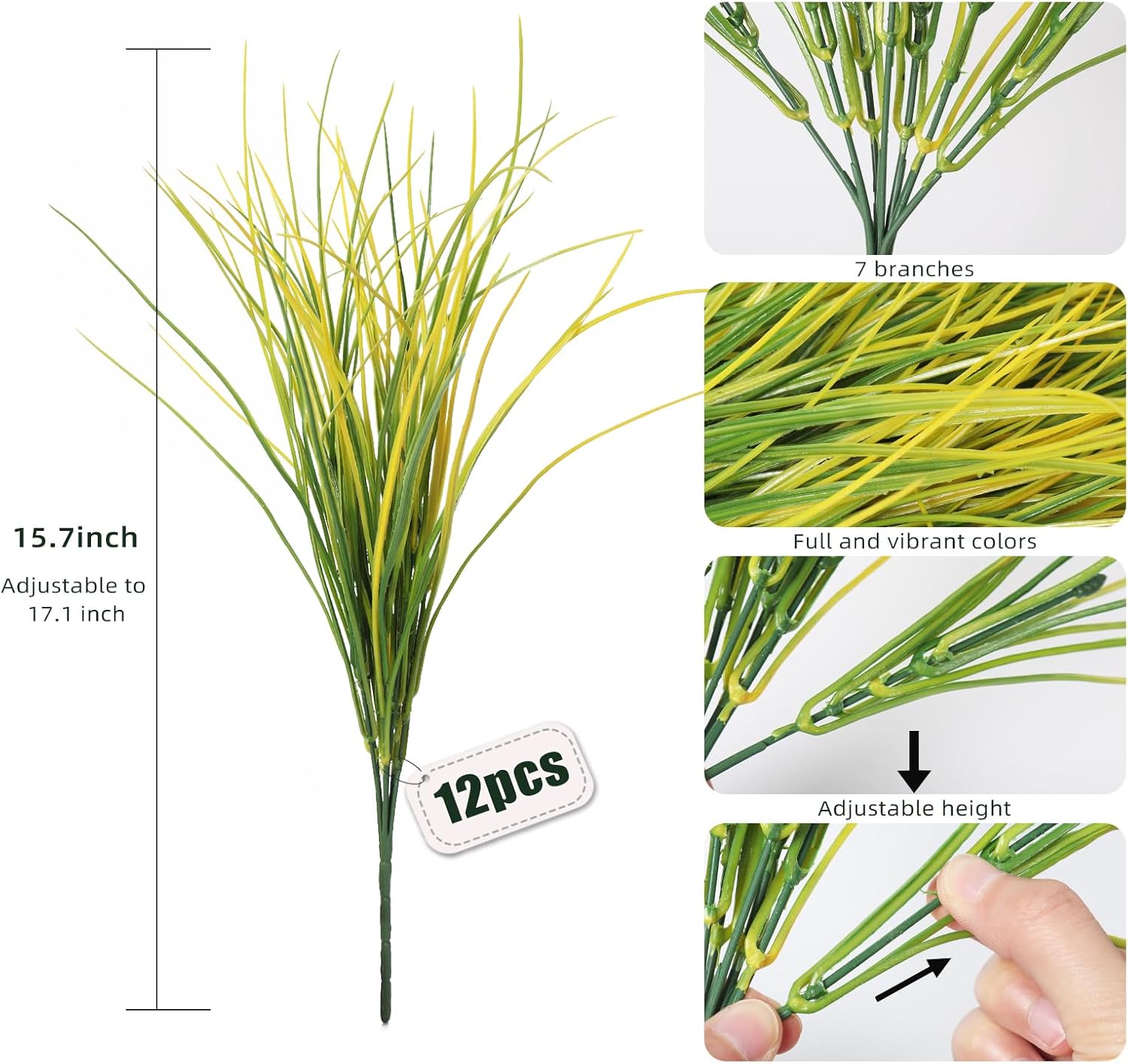 RECUTMS Fake Grass Plant,Fake Plants Outdoor, Artificial Grass, UV Resistant Fake Bushes Plastic Artificial Greenery Shrubs, Faux Greenery for House Garden Patio Front Porch Indoor Decor(Yellow)